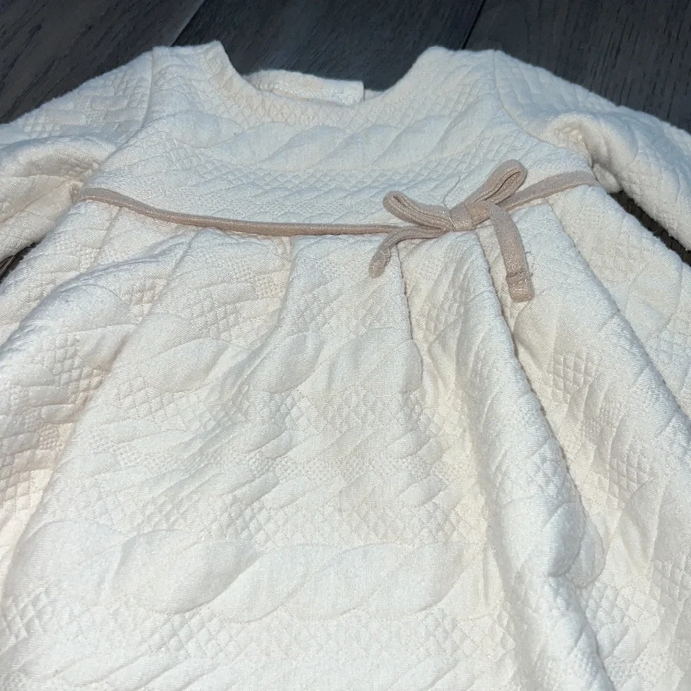 First impressions quilted dress sweater with suede like leggings